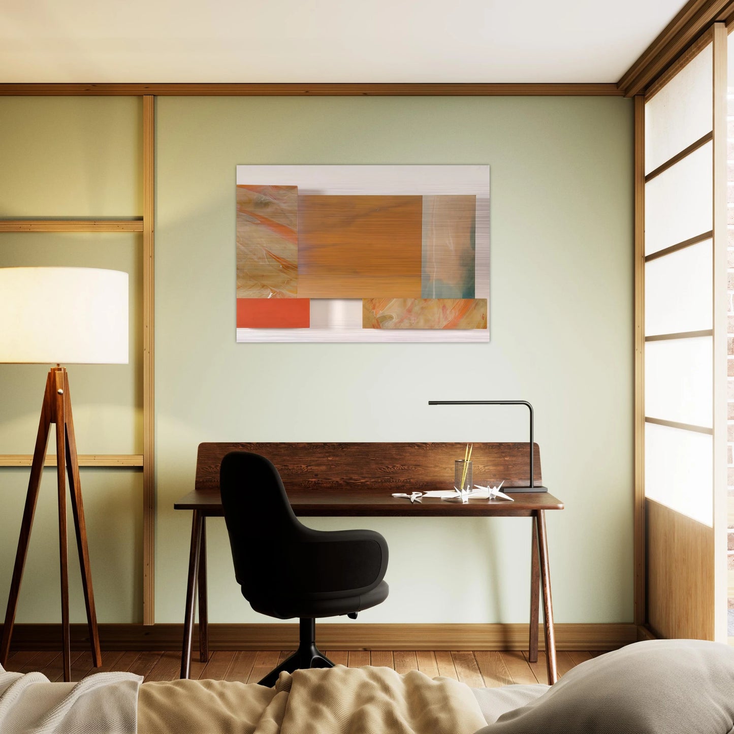 With Orange - Sam Gilliam Brushed Aluminum Print - 70x100 cm / 28x40 inches | Sam Gilliam Aluminum Print | Sam Gilliam Prints
