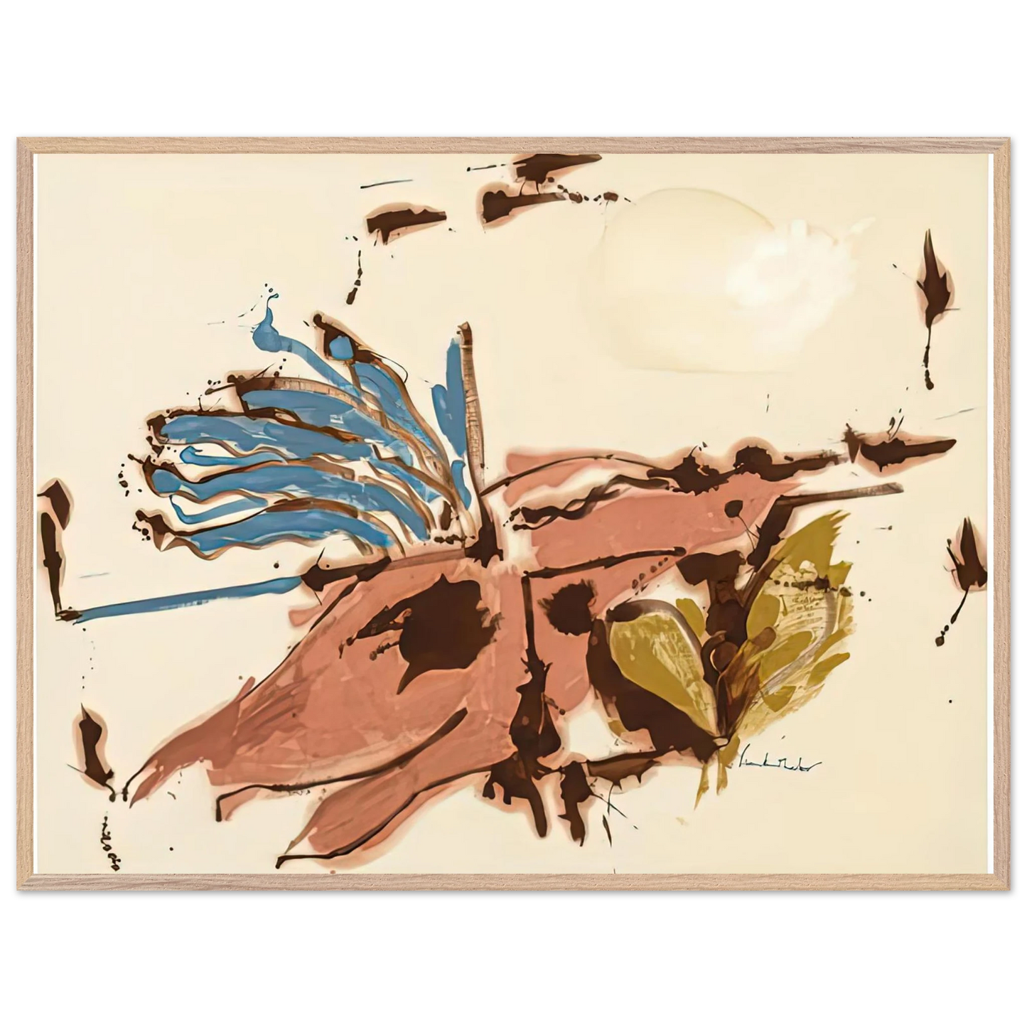 Helen Frankenthaler - Pink Bird Figure I, 1961- Wall Art - 30x40 cm / 12x16 inches - Premium Wooden Framed Poster With Fine Art Paper-canvas - White frame