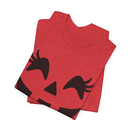 Jack O'Lantern Gesicht Kürbis Wimpern Halloween Damen Mädchen T-Shirt
