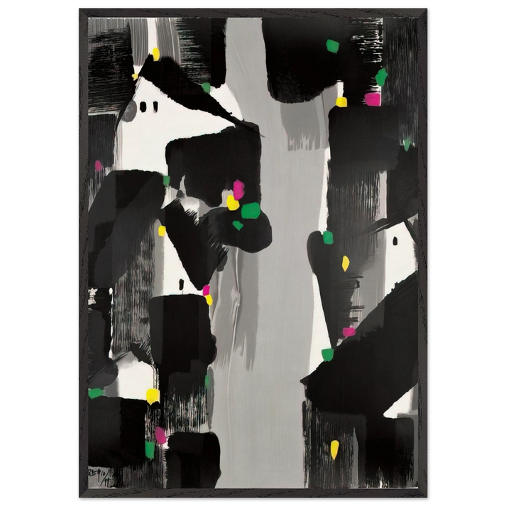 Houses of the South - 2007 - Wu Guanzhong 70x100 cm / 28x40 inches Framed Art Print – Black Wooden Frame
