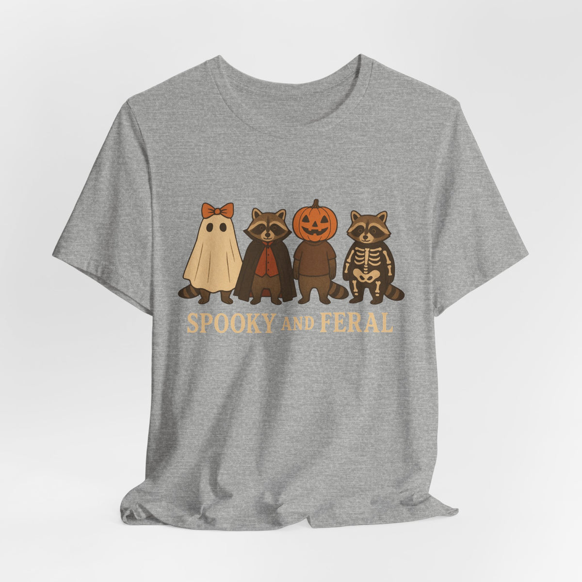 Gruseliges Waschbär-Shirt, lustiges Halloween-T-Shirt mit Grafik, süßes Vintage-Herbst-T-Shirt, trendiges Damen-Halloween-Shirt, T-Shirt mit wildem Waschbär-Motiv