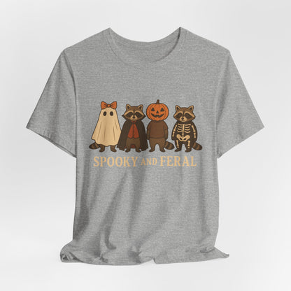 Gruseliges Waschbär-Shirt, lustiges Halloween-T-Shirt mit Grafik, süßes Vintage-Herbst-T-Shirt, trendiges Damen-Halloween-Shirt, T-Shirt mit wildem Waschbär-Motiv