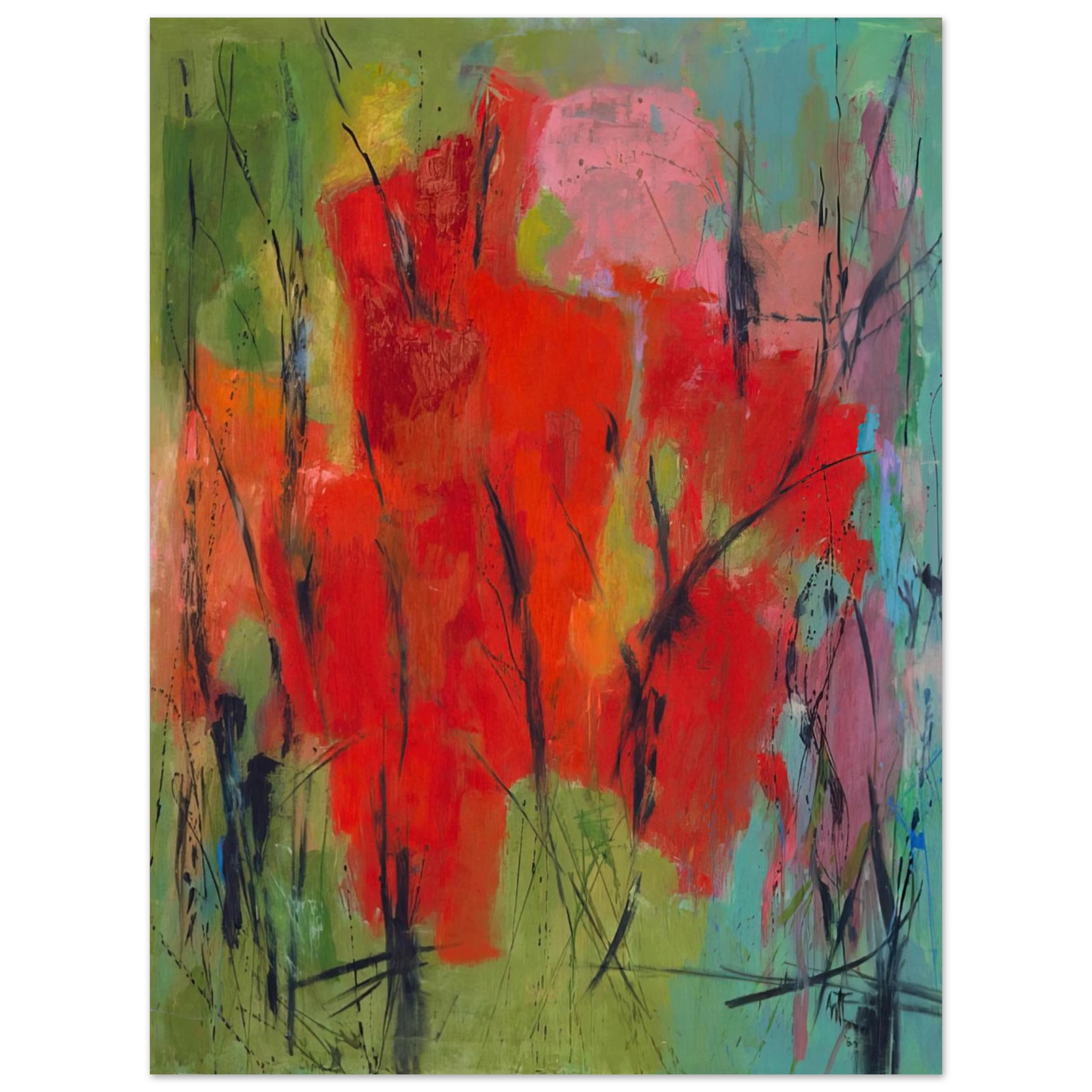 Alma Woodsey Thomas - RED ABSTRACTION 1960  75x100 cm / 30x40inches Fine Art Poster