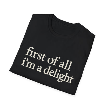 „Zuallererst bin ich eine Freude“-Shirt, lustiges T-Shirt mit Spruch für Frauen, freches T-Shirt mit witzigem Grafikdruck, Geschenkidee für die beste Freundin