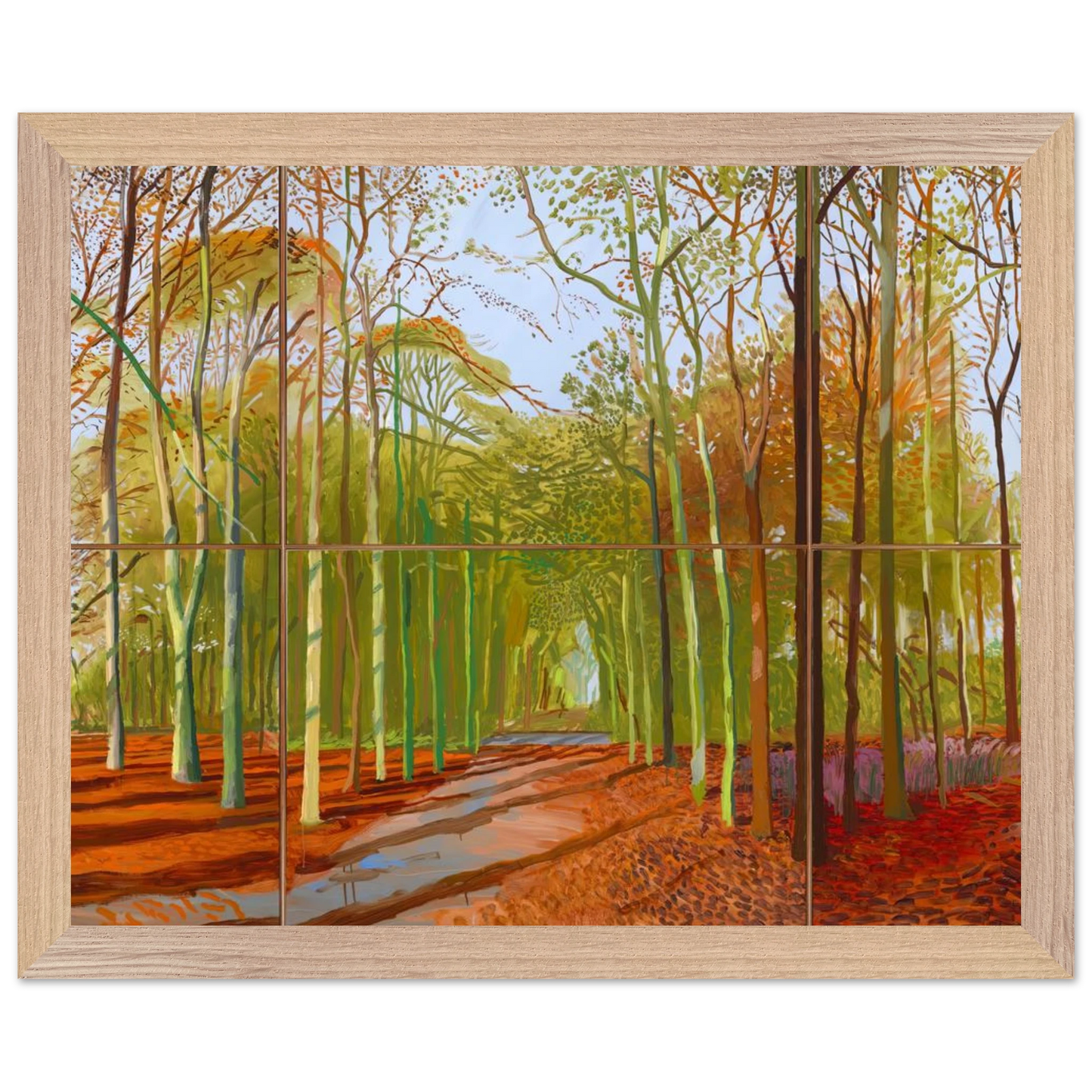 David Hockney - Woldgate Woods, 21, 23 & 29 November 2006 - 60x80 cm / 24x32 inches - Premium Wooden Framed Poster With Fine Art Paper-canvas - Wood frame