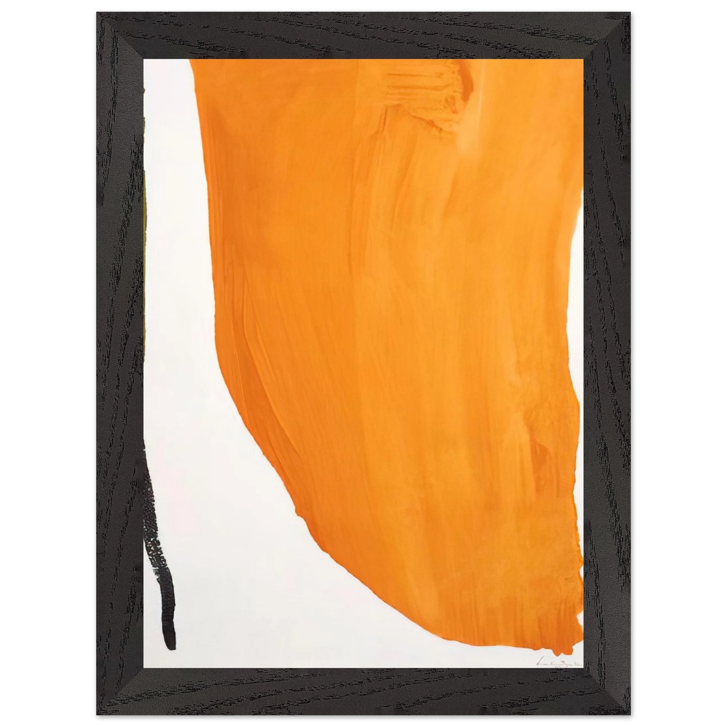 Helen Frankenthaler - Orange Downpour - 1970 Wall art - 28x43  cm / XL (11x17 inches) - Premium Wooden Framed Poster With Fine Art Paper-canvas - Black frame