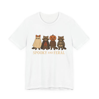 Gruseliges Waschbär-Shirt, lustiges Halloween-T-Shirt mit Grafik, süßes Vintage-Herbst-T-Shirt, trendiges Damen-Halloween-Shirt, T-Shirt mit wildem Waschbär-Motiv