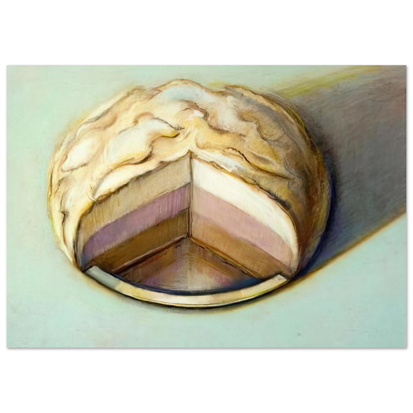 Wayne Thiebaud - Neapolitan Meringue - 1999 Wall Art - 21x29.7 cm / 8x12" - Premium Wooden Framed Poster With Fine Art Paper - Black frame