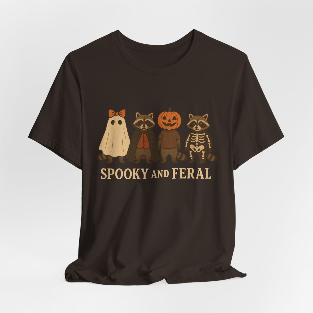 Gruseliges Waschbär-Shirt, lustiges Halloween-T-Shirt mit Grafik, süßes Vintage-Herbst-T-Shirt, trendiges Damen-Halloween-Shirt, T-Shirt mit wildem Waschbär-Motiv
