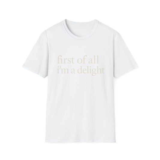 „Zuallererst bin ich eine Freude“-Shirt, lustiges T-Shirt mit Spruch für Frauen, freches T-Shirt mit witzigem Grafikdruck, Geschenkidee für die beste Freundin