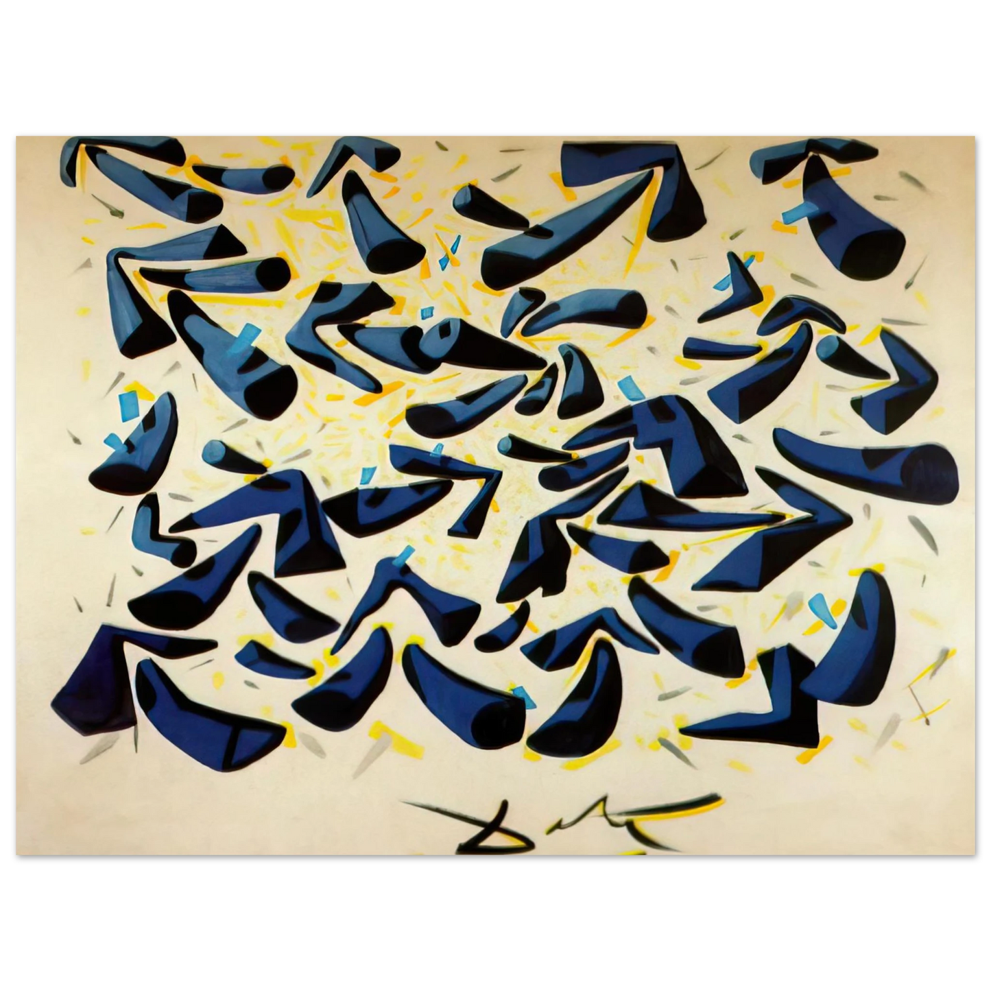 Salvador Dali - BLUE HORNS DESIGN FOR A SCARF  75x100 cm / 30x40inches Fine Art Poster