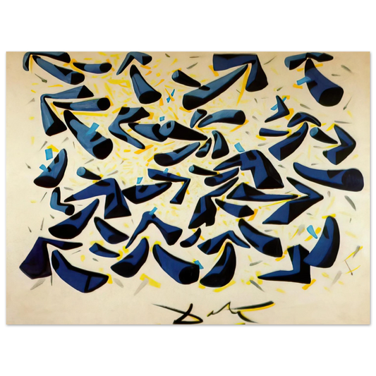 Salvador Dali - BLUE HORNS DESIGN FOR A SCARF  75x100 cm / 30x40inches Fine Art Poster