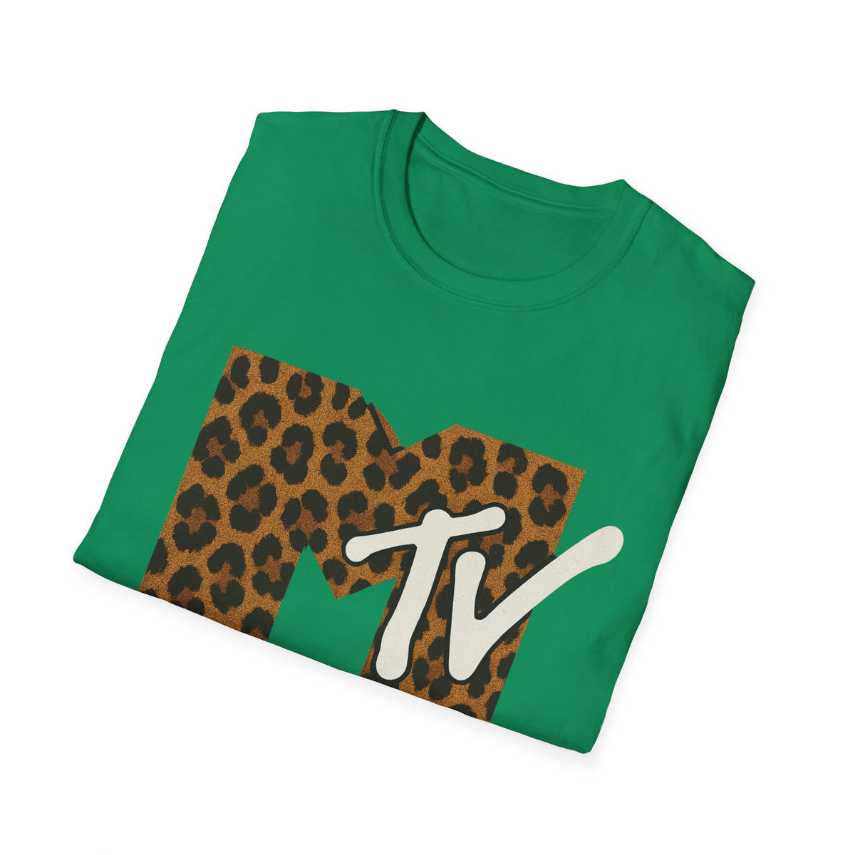 Vintage MTV T-Shirt mit Leopardenmuster, Retro-Musik- und Fernseh-Look der 80er und 90er Jahre, Unisex-Rock-Shirt mit Tiermotiv