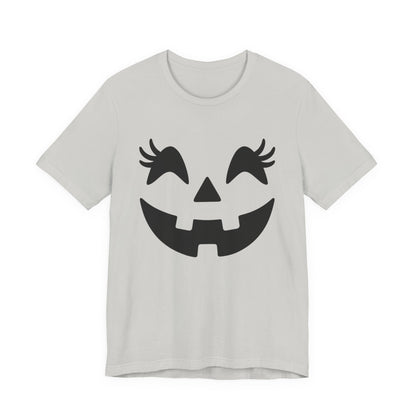 Jack O'Lantern Gesicht Kürbis Wimpern Halloween Damen Mädchen T-Shirt