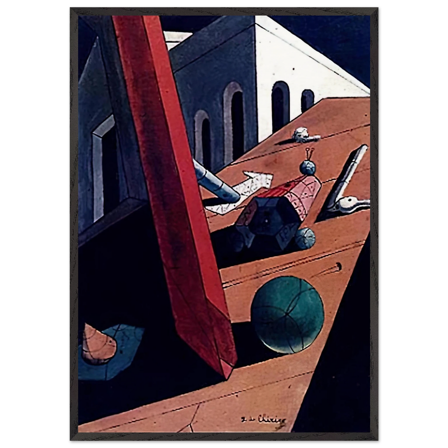 THE EVIL GENIUS OF A KING 1915 - Giorgio de Chirico 70x100 cm / 28x40 inches Framed Art Print – Black Wooden Frame