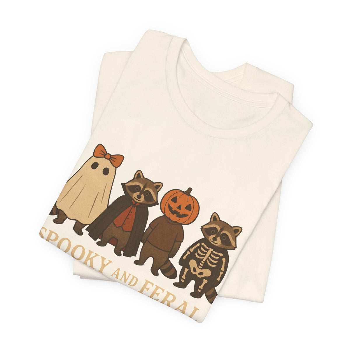 Gruseliges Waschbär-Shirt, lustiges Halloween-T-Shirt mit Grafik, süßes Vintage-Herbst-T-Shirt, trendiges Damen-Halloween-Shirt, T-Shirt mit wildem Waschbär-Motiv