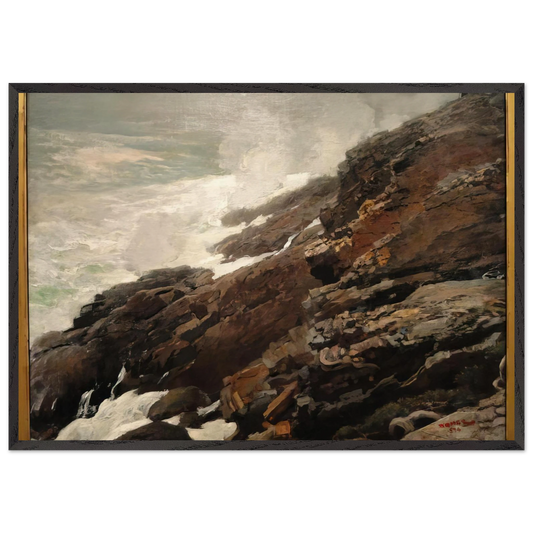 HIGH CLIFF COAST OF MAINE - Winslow Homer 70x100 cm / 28x40 inches Framed Art Print – Black Wooden Frame
