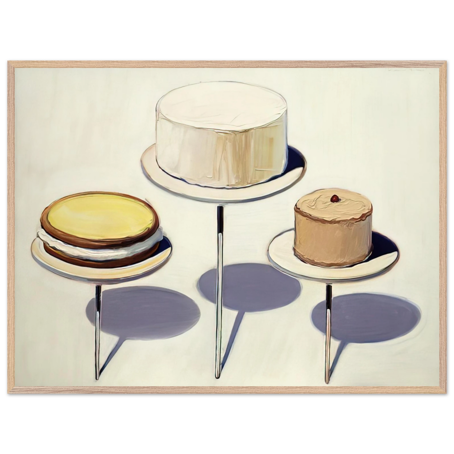 Wayne Thiebaud - Display Cakes - 1963 Wall Art - 30x40 cm / 12x16 inches - Premium Wooden Framed Poster With Fine Art Paper - Black frame