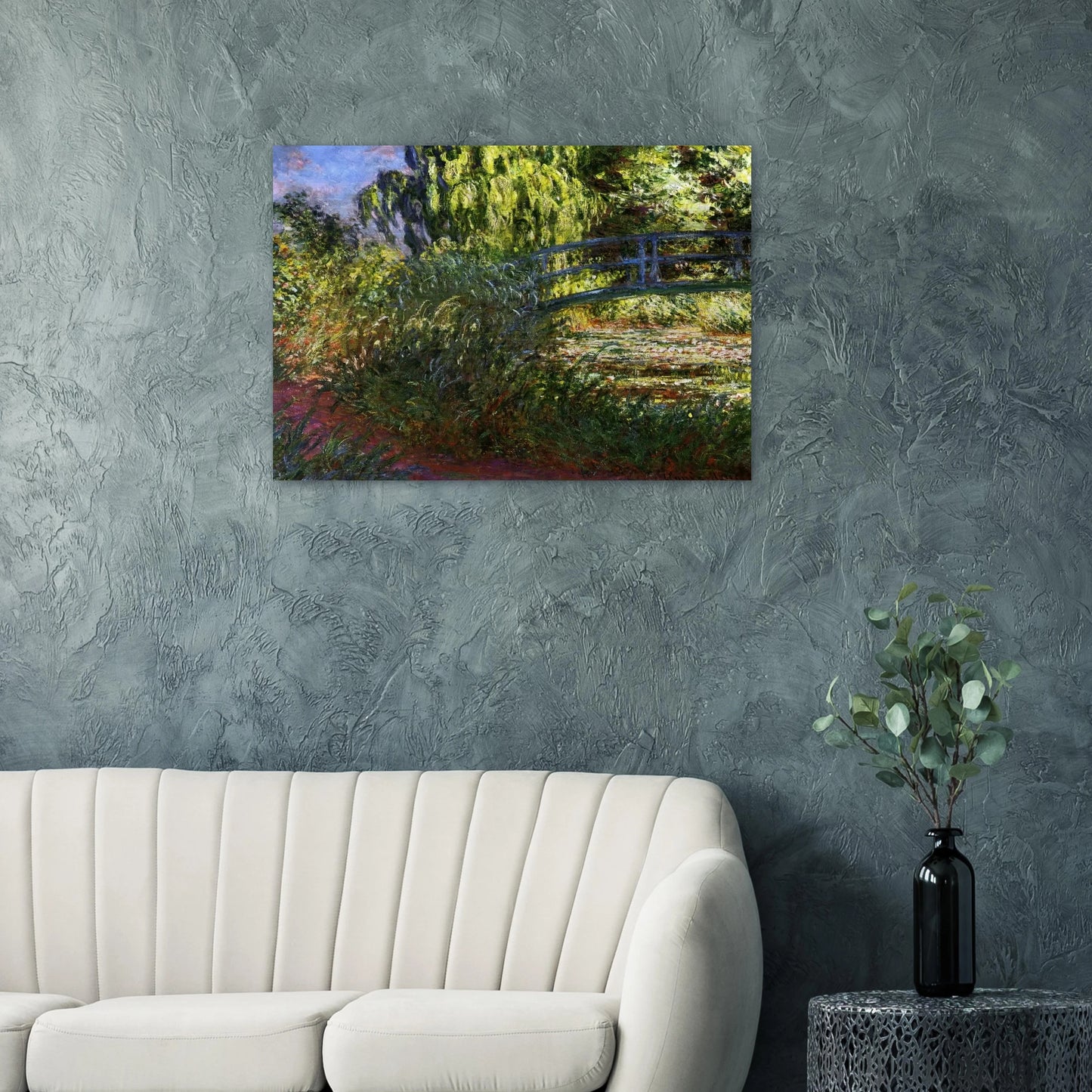 The Japanese Bridge The Water-Lily Pond and Path by the Water - claude monet Brushed Aluminum Print - 70x100 cm / 28x40 inches | claude monet Aluminum Print | claude monet Prints