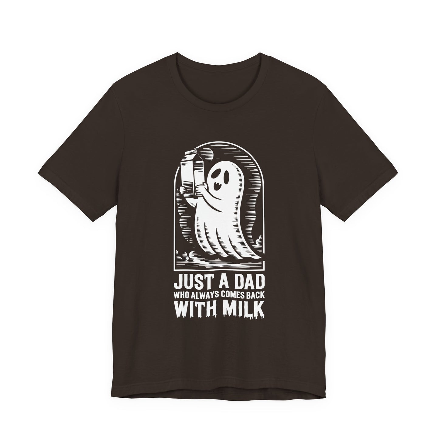 Halloween-T-Shirt „Einfach ein Papa, der immer mit Milch zurückkam“ – Unisex-Kurzarmshirt aus Jersey