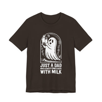Halloween-T-Shirt „Einfach ein Papa, der immer mit Milch zurückkam“ – Unisex-Kurzarmshirt aus Jersey