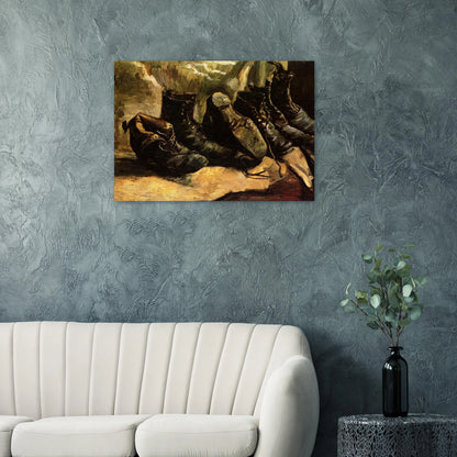 Three Pairs of Shoes - Vincent van Gogh Brushed Aluminum Print - 70x100 cm / 28x40 inches | Vincent van Gogh Aluminum Print | Vincent van Gogh Prints
