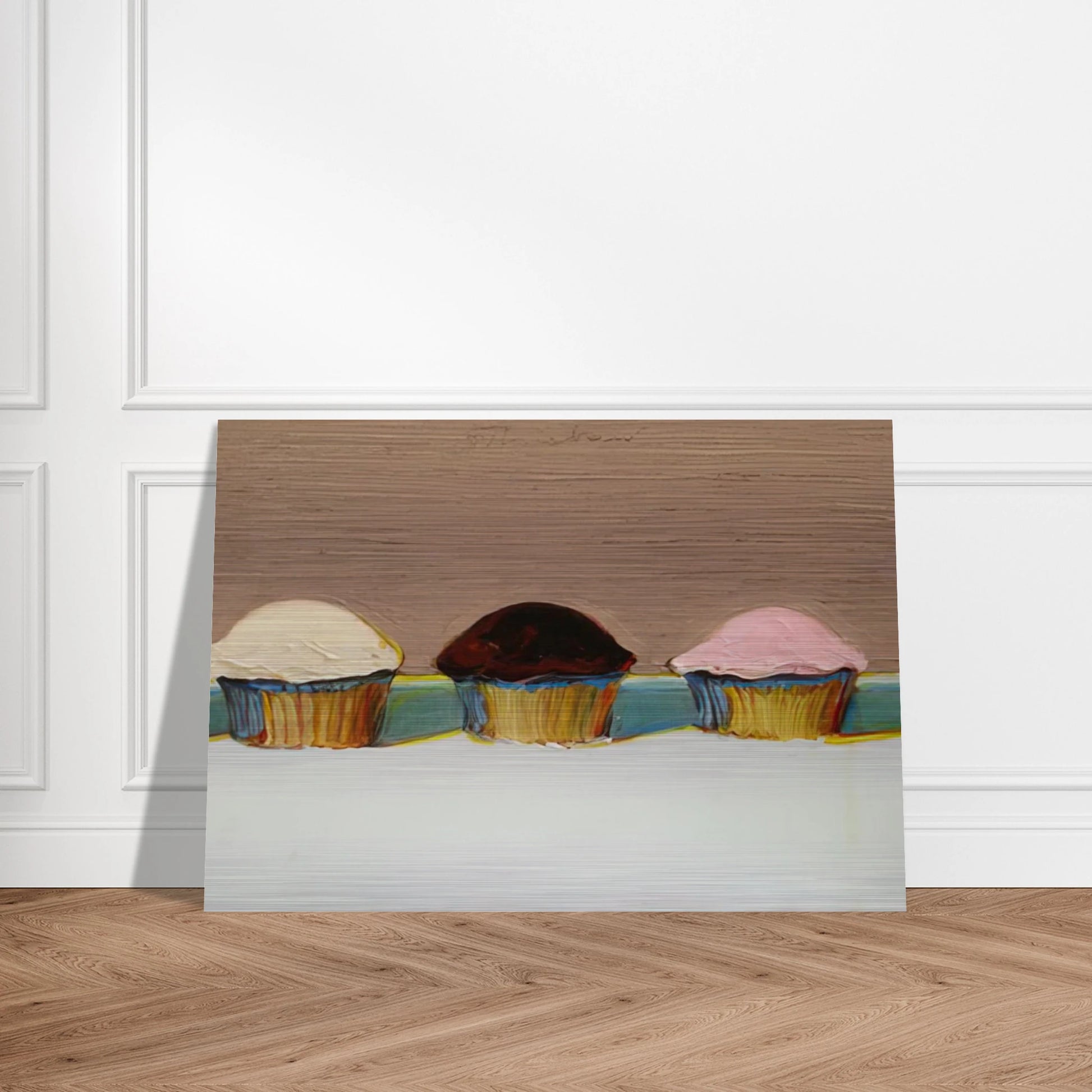 Neapolitan Cupcakes - 2008 - Wayne Thiebaud Brushed Aluminum Print - 70x100 cm / 28x40 inches | Wayne Thiebaud Aluminum Print | Wayne Thiebaud Prints