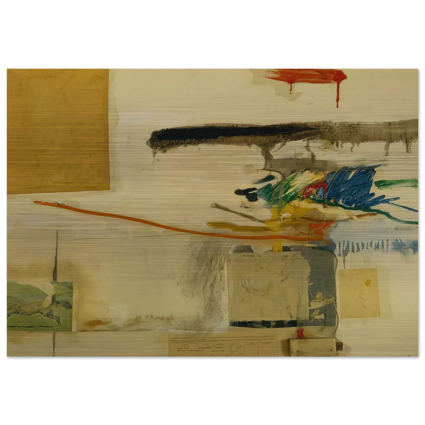 UNTITLED FORMERLY TITLED COLLAGE WITH HORSE 1957 - Robert Rauschenberg Brushed Aluminum Print - 70x100 cm / 28x40 inches | Robert Rauschenberg Aluminum Print | Robert Rauschenberg Prints