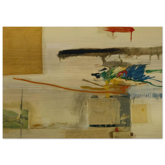 UNTITLED FORMERLY TITLED COLLAGE WITH HORSE 1957 - Robert Rauschenberg Brushed Aluminum Print - 70x100 cm / 28x40 inches | Robert Rauschenberg Aluminum Print | Robert Rauschenberg Prints
