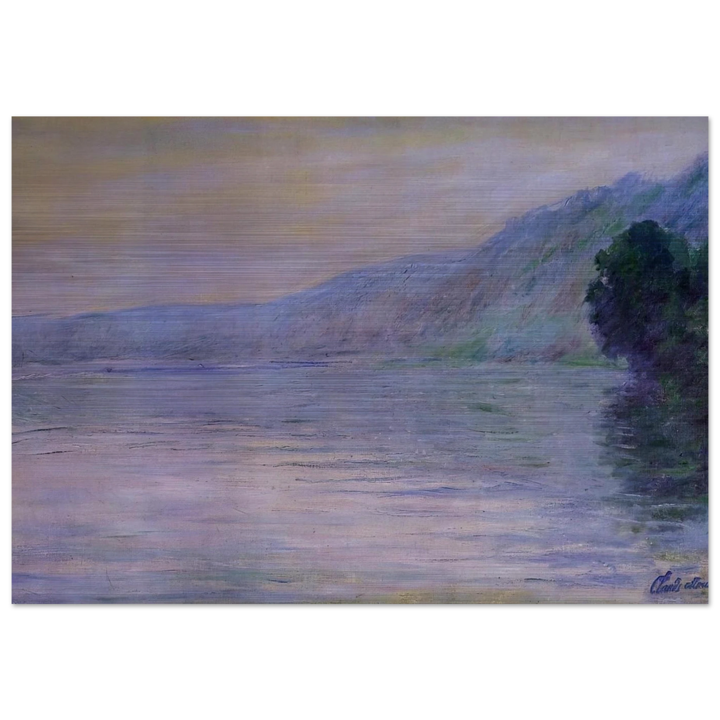 The Seine at Port-Villez, Blue Effect - claude monet Brushed Aluminum Print - 70x100 cm / 28x40 inches | claude monet Aluminum Print | claude monet Prints