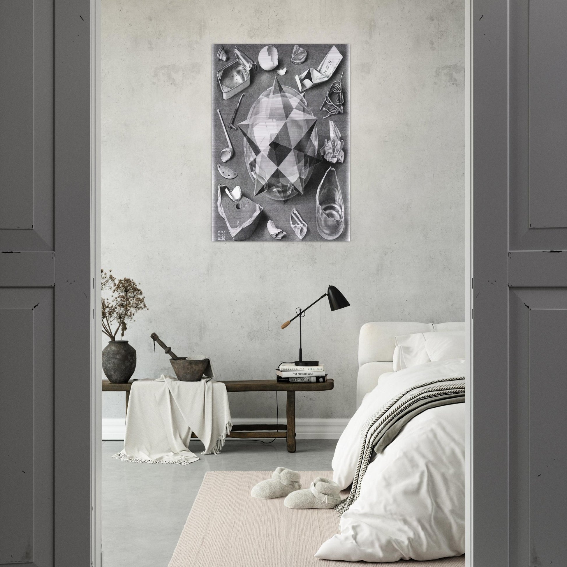 CONTRAST ORDER AND CHAOS - MC Escher Brushed Aluminum Print - 70x100 cm / 28x40 inches | MC Escher Aluminum Print | MC Escher Prints