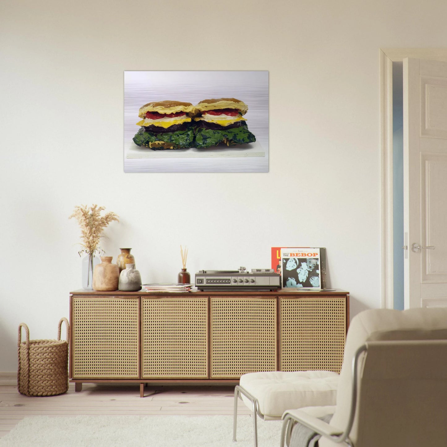 TWO CHEESEBURGERS WITH EVERYTHING DUAL HAMBURGERS 1962 - Claes Oldenburg Brushed Aluminum Print - 70x100 cm / 28x40 inches | Claes Oldenburg Aluminum Print | Claes Oldenburg Prints