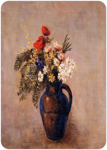 BOUQUET OF FLOWERS IN A BLUE VASE By Odilon Redon Pack of 10 Post Cards | Odilon Redon Post Cards | A6 (10.5 x 14.8 cm) - 4.1 x 5.8 inches