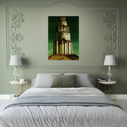 THE GREAT TOWER 1913 - Giorgio de Chirico Brushed Aluminum Print - 70x100 cm / 28x40 inches | Giorgio de Chirico Aluminum Print | Giorgio de Chirico Prints