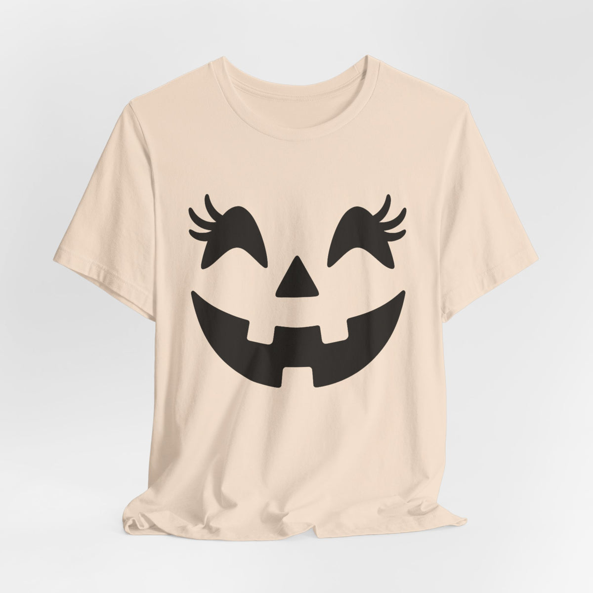 Jack O'Lantern Gesicht Kürbis Wimpern Halloween Damen Mädchen T-Shirt
