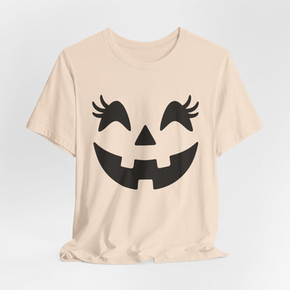 Jack O'Lantern Gesicht Kürbis Wimpern Halloween Damen Mädchen T-Shirt
