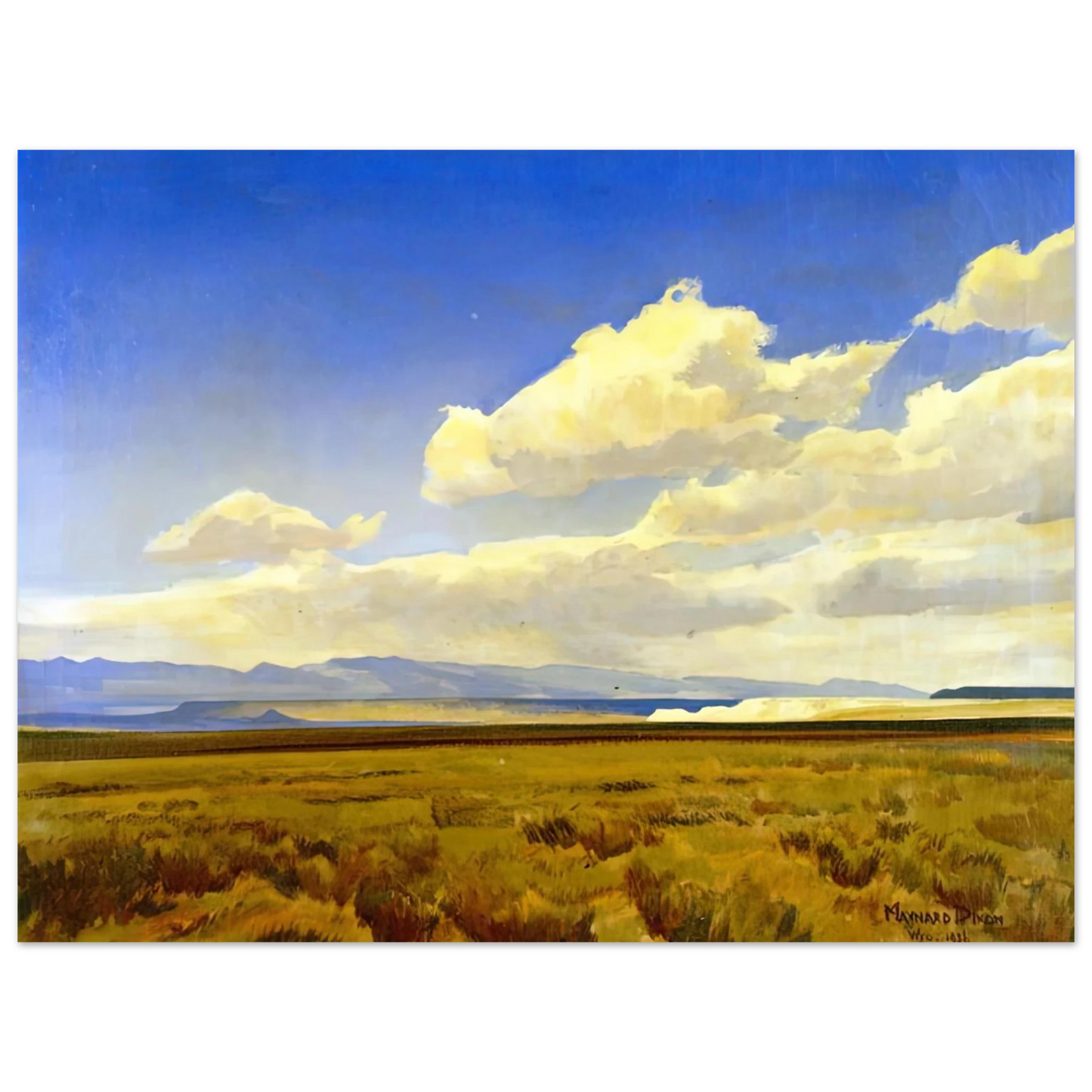 Maynard Dixon - WIND OF WYOMING 1936 Wall art - 45x60 cm / 18x24 inches - Premium Wooden Framed Poster With Fine Art Paper-canvas - Wood frame