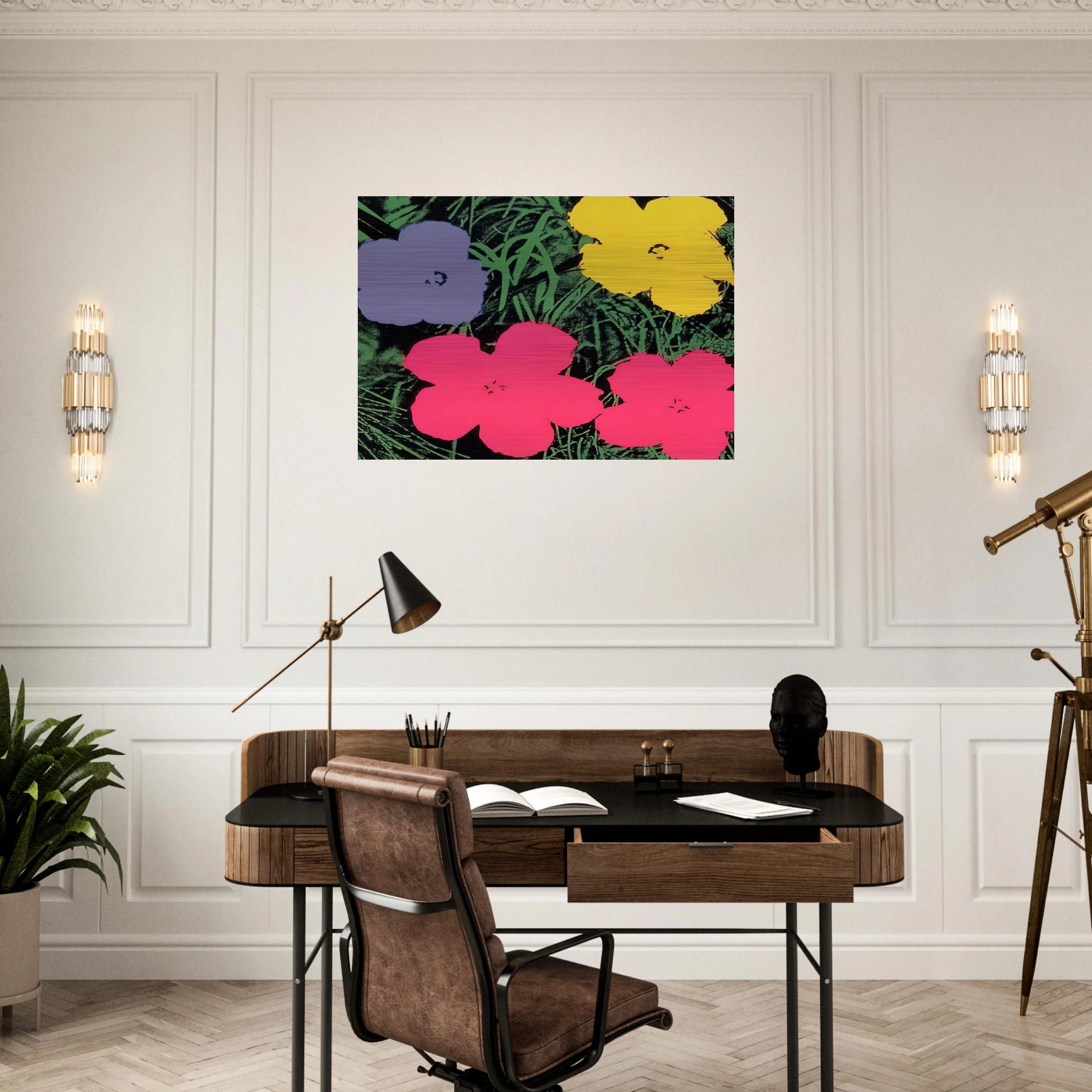 Flowers - Andy Warhol Brushed Aluminum Print - 70x100 cm / 28x40 inches | Andy Warhol Aluminum Print | Andy Warhol Prints
