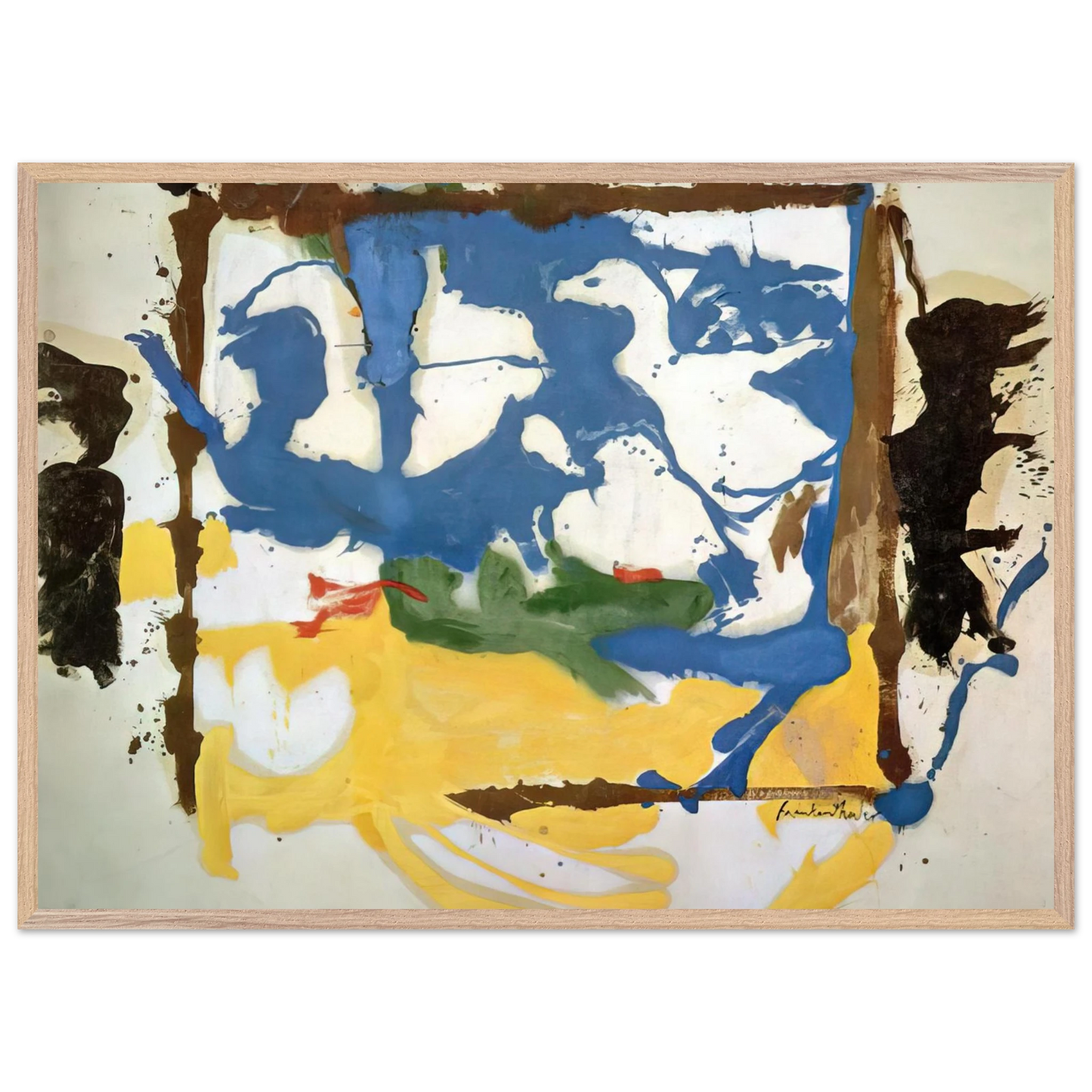 Helen Frankenthaler - Swan Lake #2 - 1961 Wall art - 45x60 cm / 18x24 inches - Premium Wooden Framed Poster With Fine Art Paper-canvas - White frame