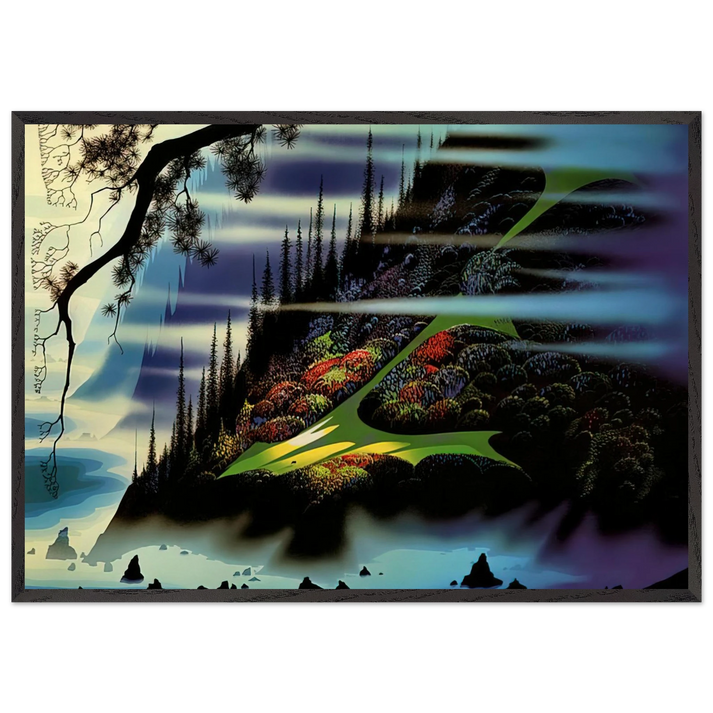 Pasture Through the Fog - Eyvind Earle 70x100 cm / 28x40 inches Framed Art Print – Black Wooden Frame