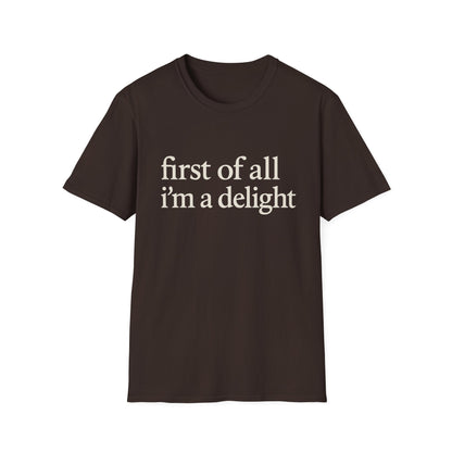 „Zuallererst bin ich eine Freude“-Shirt, lustiges T-Shirt mit Spruch für Frauen, freches T-Shirt mit witzigem Grafikdruck, Geschenkidee für die beste Freundin