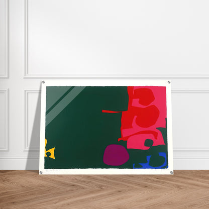 Interlocking Scarlet and Pink in Deep Green - 1970 - Patrick Heron Acrylic Print - 70x100 cm / 28x40″ inches