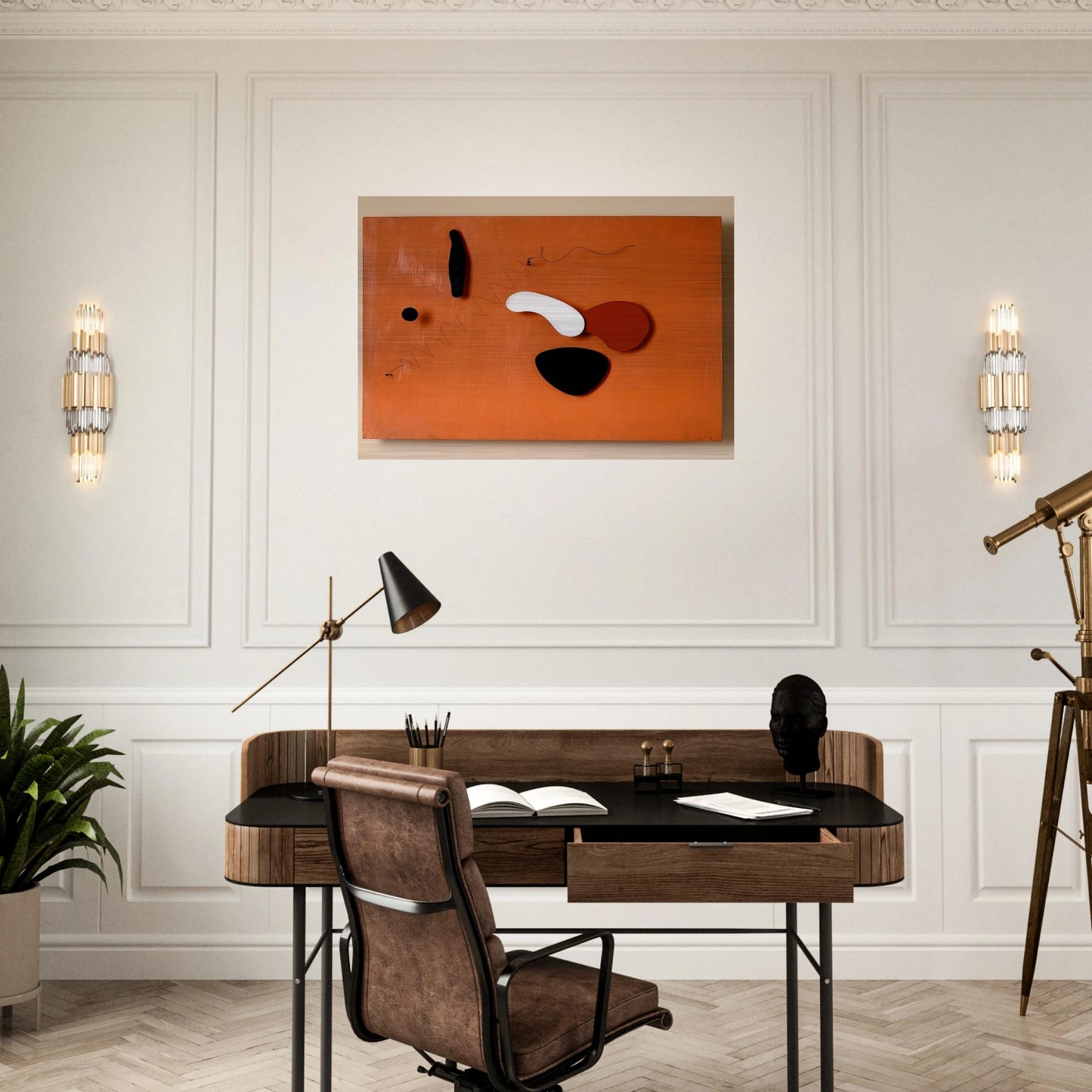 THE ORANGE PANEL 1936 - Alexander Calder Brushed Aluminum Print - 70x100 cm / 28x40 inches | Alexander Calder Aluminum Print | Alexander Calder Prints