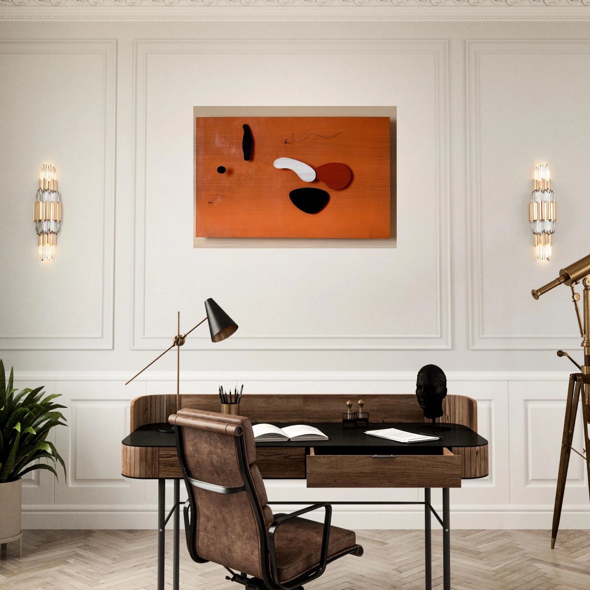 THE ORANGE PANEL 1936 - Alexander Calder Brushed Aluminum Print - 70x100 cm / 28x40 inches | Alexander Calder Aluminum Print | Alexander Calder Prints