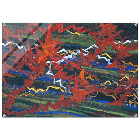 Explosion of Red on Green - Gerardo Dottori Acrylic Print - 70x100 cm / 28x40″ inches