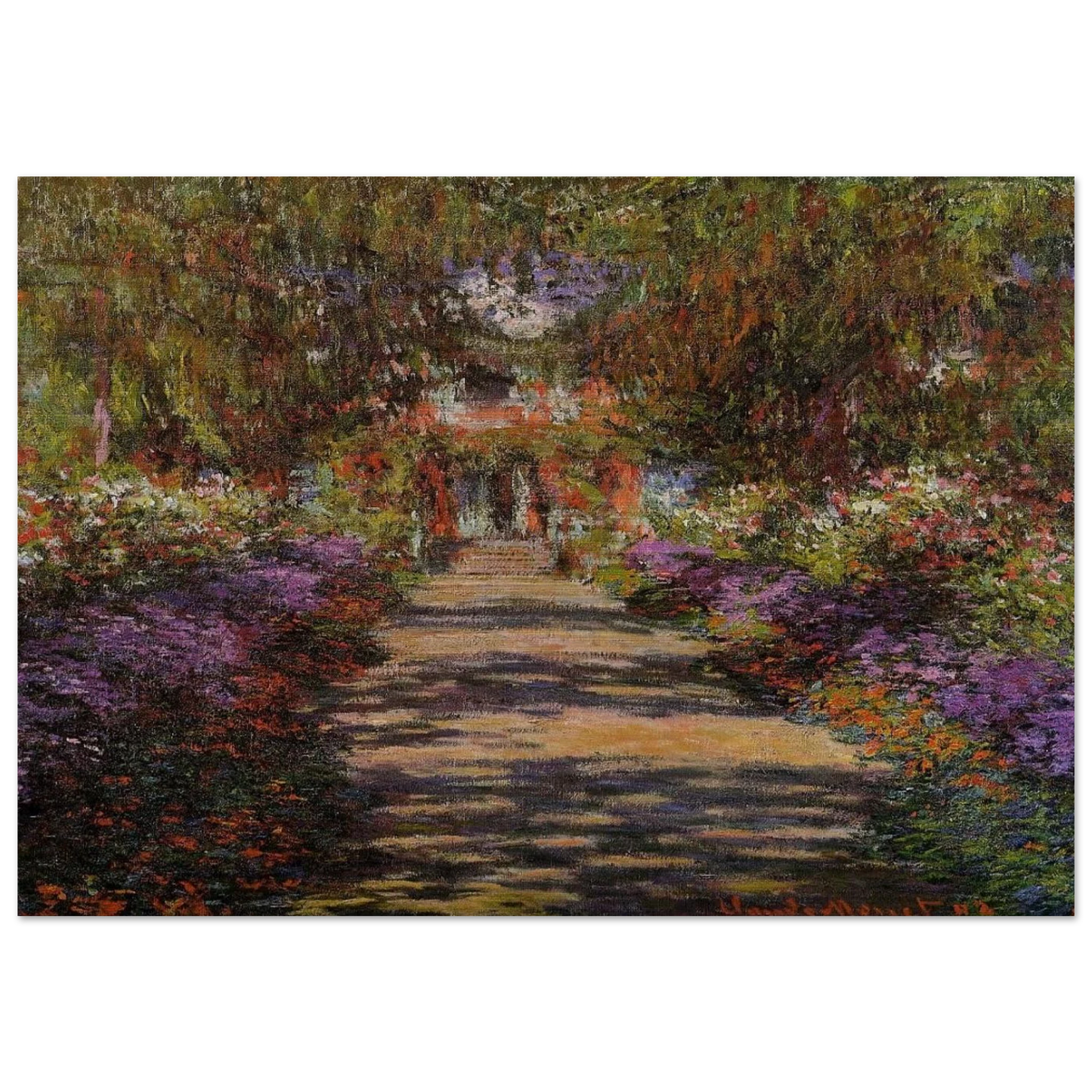 Pathway In Monets Garden At Giverny - claude monet Brushed Aluminum Print - 70x100 cm / 28x40 inches | claude monet Aluminum Print | claude monet Prints