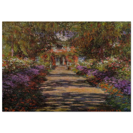Pathway In Monets Garden At Giverny - claude monet Brushed Aluminum Print - 70x100 cm / 28x40 inches | claude monet Aluminum Print | claude monet Prints