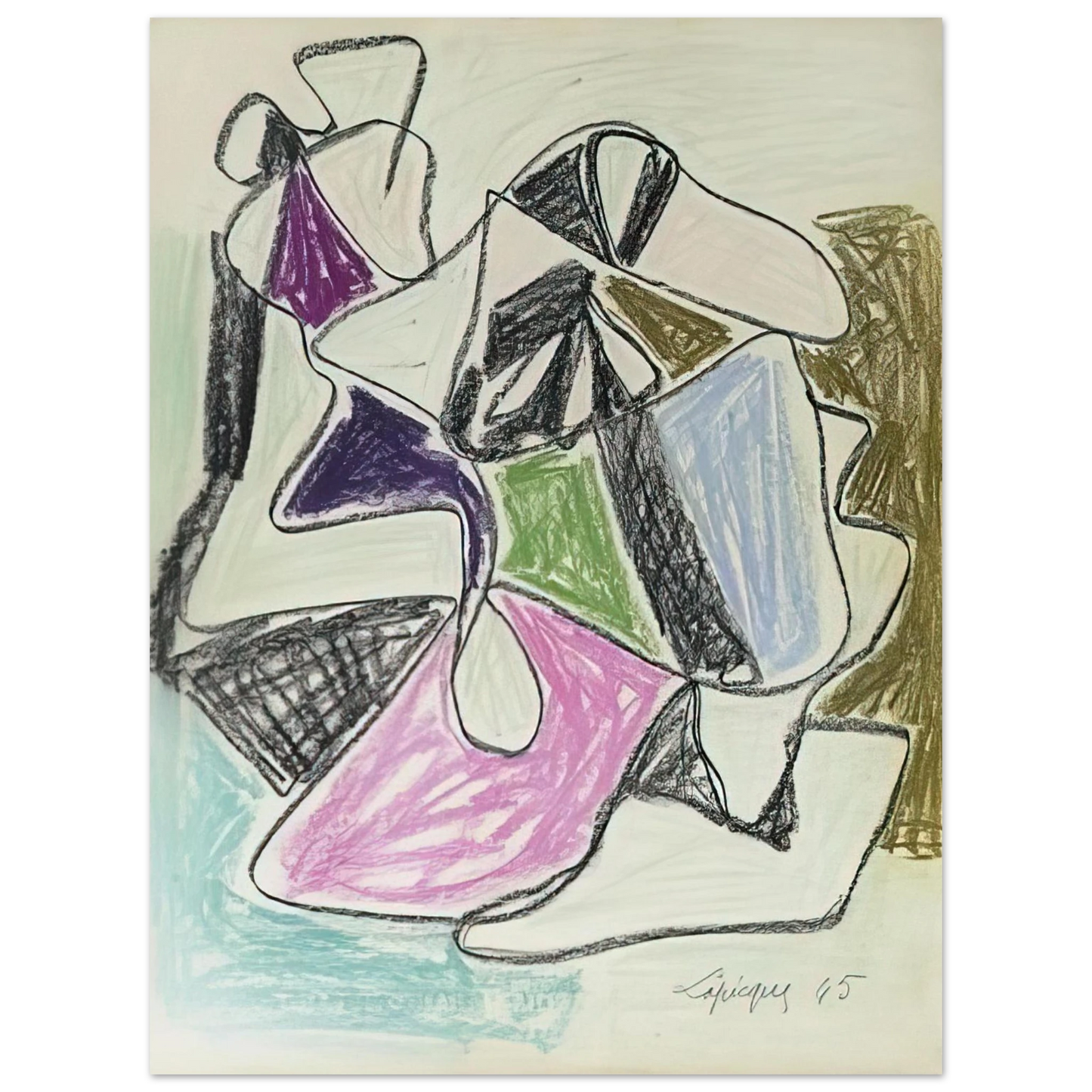Charles Lapicque - La Rencontre - 1945  75x100 cm / 30x40inches Fine Art Poster