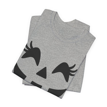 Jack O'Lantern Gesicht Kürbis Wimpern Halloween Damen Mädchen T-Shirt