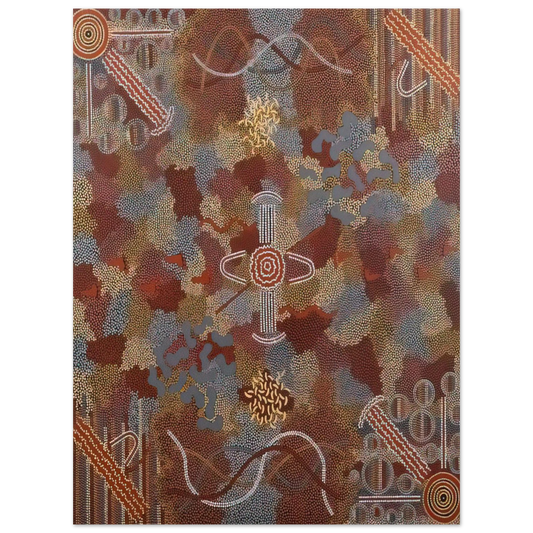 Clifford Possum Tjapaltjarri - Frog Dreaming - 1989  75x100 cm / 30x40inches Fine Art Poster